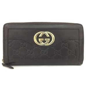 Gucci Guccissima Interlocking G / Leather Zip Long Wallet